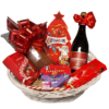 Pachet cadou de Craciun cu Frizzante rosu, cozonac Boromir, praline din ciocolata, 9 produse