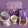 Pachet Cadou Lavander, cu lumanare parfumata, cana, ceai lavanda, Milka cookies, cutie decorativa