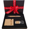 Set Cadou cu breloc, pix, suport telefon, Design Wood