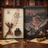 Set de Caligrafie Cadou Premium White Owl Feather Pen with Ink Pot – Antique Calligraphy